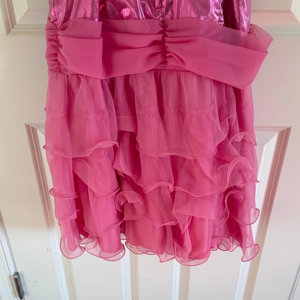 Vintage 90s Pink Metallic Party Dress Size 5 - Picture 9 of 10